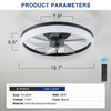 Modern Low Profile  20" Ceiling Fans with Light and Remote Control