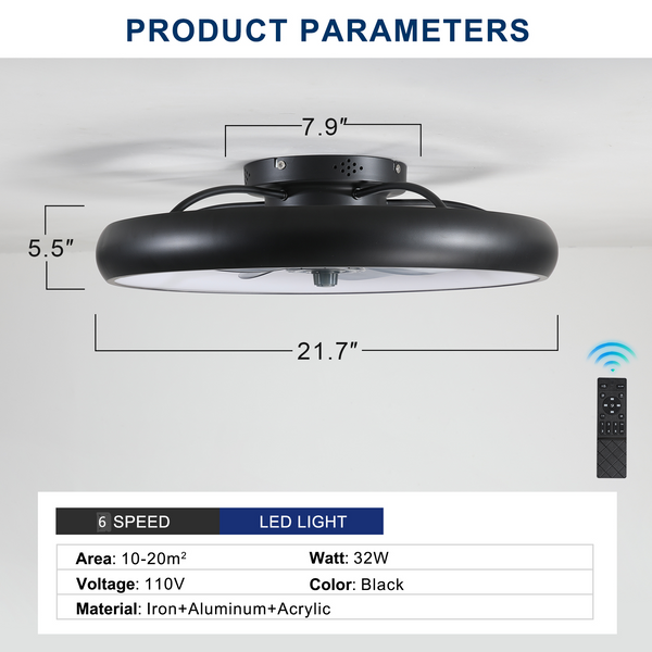 Dimmable LED 5 Blades 22