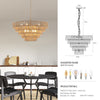 Hand-Woven Rattan Round Transitional Minimalist Boho Large Chandeliers