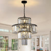 Modern 4-Tier Black Crystal Chandelier for Dining Room