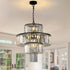 Modern 4-Tier Black Crystal Chandelier for Dining Room