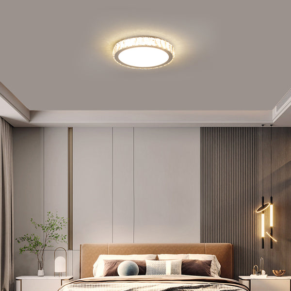 Modern Crystal Chandelier LED Flush Mount Round Ceiling Light