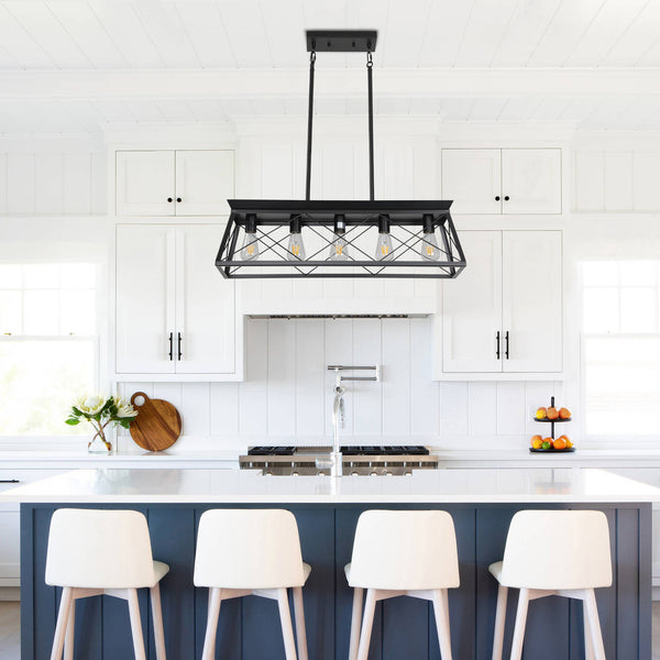 Rectangular Farmhouse Linear Island Pendent Lights