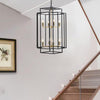 8-Light Lantern Tiered Wrought Iron Finish Farmhouse Pendant Light