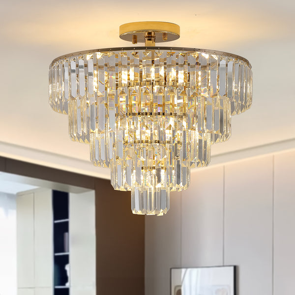 Luxury Modern 5-Tier Chrome Crystal Chandeliers