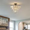 Modern Luxury Crystal Chandeliers,5-Tier Round Large Semi Flush Mount Chandeliers