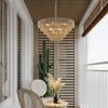 Hand-Woven Rattan Round Transitional Minimalist Boho Large Chandeliers