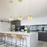 Satin Brass Gold Modern Pendant Lights with Transparent Crystal Globe