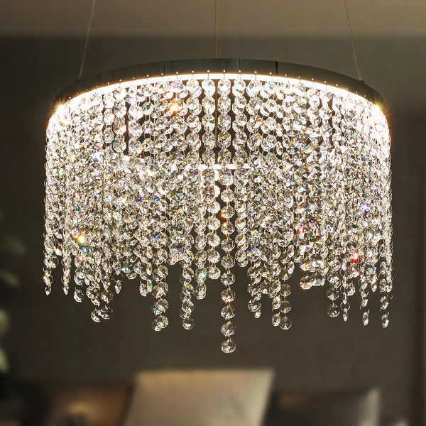 Elegant Modern Raindrop Oval K9 Crystal Adjustable Light Chandeliers