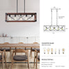 Modern Farmhouse Linear Rectangular Box Rustic Wood Grain Pendant Lights