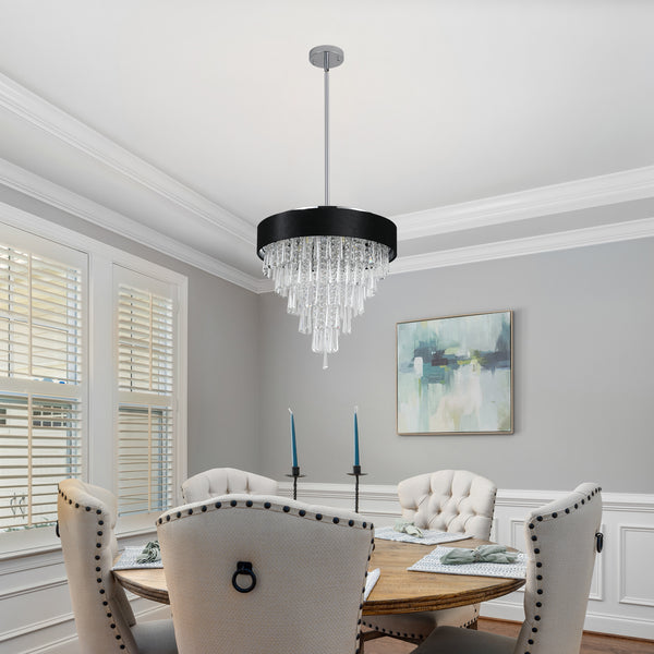 Modern Black Crystal Round Chandeliers