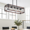 Modern Farmhouse Linear Rectangular Box Rustic Wood Grain Pendant Lights