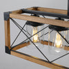 Modern Farmhouse Linear Rectangular Box Rustic Wood Grain Pendant Lights