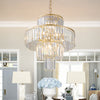 Modern Elegant Gold Semi-Flush Mount 4-Tier Crystal Round Chandeliers