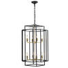 8-Light Lantern Tiered Wrought Iron Finish Farmhouse Pendant Light