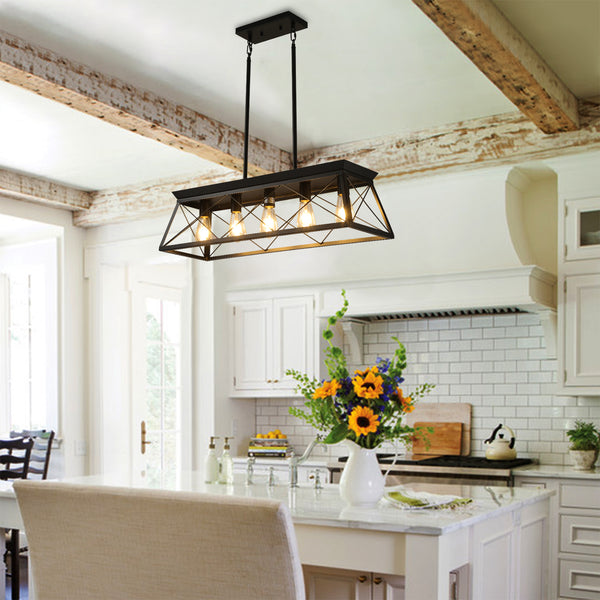 Rectangular Farmhouse Linear Island Pendent Lights