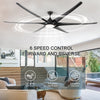 Modern Minimalist 100" Large Matte Black Ceiling Fan with Lights and Remote Control