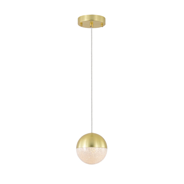 Satin Brass Gold Modern Pendant Lights with Transparent Crystal Globe