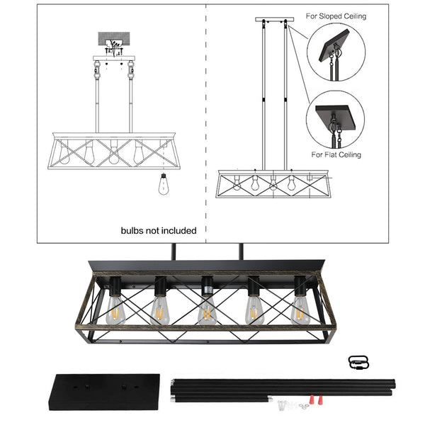 Rectangular Farmhouse Linear Island Pendent Lights