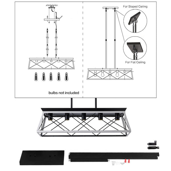 Rectangular Farmhouse Linear Island Pendent Lights