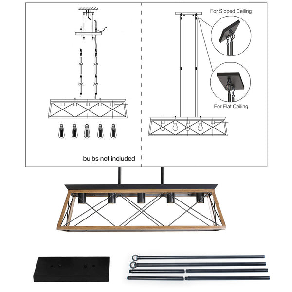 Rectangular Farmhouse Linear Island Pendent Lights