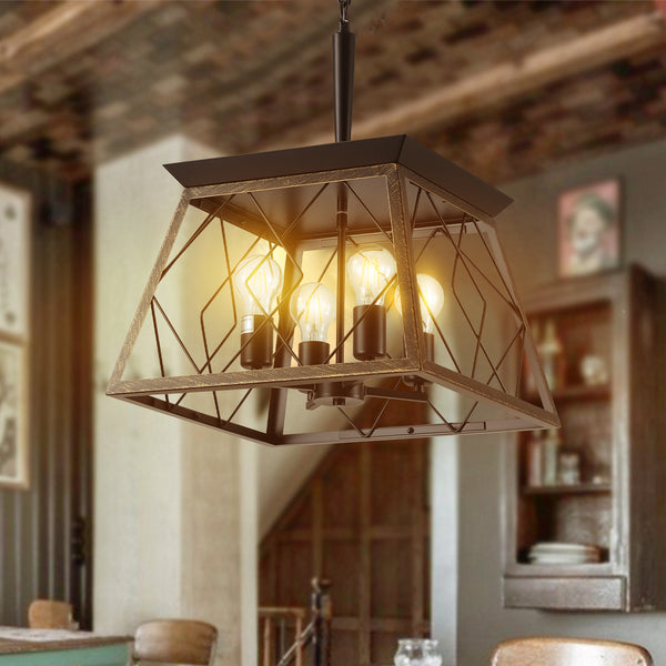 Farmhouse Rustic Antique Geometric Industrial Hanging Light Fixture