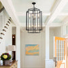 8-Light Lantern Tiered Wrought Iron Finish Farmhouse Pendant Light