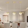 Satin Brass Gold Modern Pendant Lights with Transparent Crystal Globe