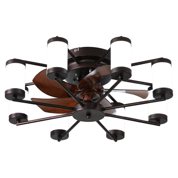 Modern Black Indoor LED Low Profile 22” Ceiling Fan with Light Farmhouse Flush Mount Remote