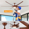 Modern Minimalist 100" Large Matte Black Ceiling Fan with Lights and Remote Control