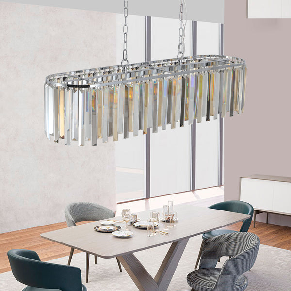 Luxury 8 Light Modern Crystal Oval Chandelier