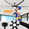 Modern Minimalist 100" Large Matte Black Ceiling Fan with Lights and Remote Control