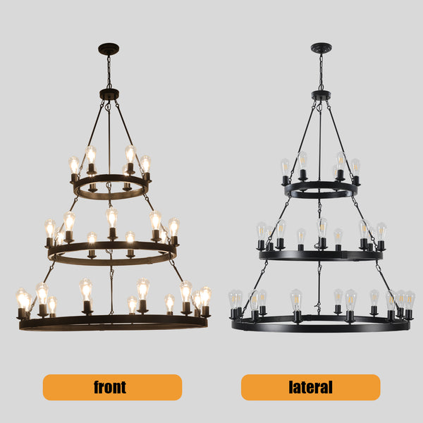 Black Farmhouse Wagon Wheel Rustic Vintage Pendant Lights