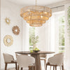 Hand-Woven Rattan Round Transitional Minimalist Boho Large Chandeliers