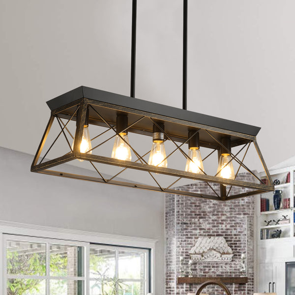 Rectangular Farmhouse Linear Island Pendent Lights