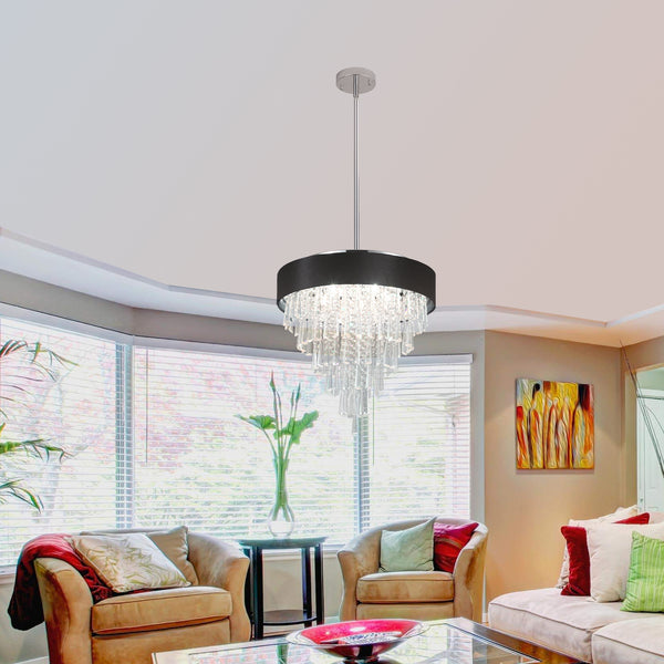 Modern Black Crystal Round Chandeliers