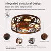 Retro Small Caged 20” Ceiling Fan with Light Flush Mount Remote Control Low-Profile