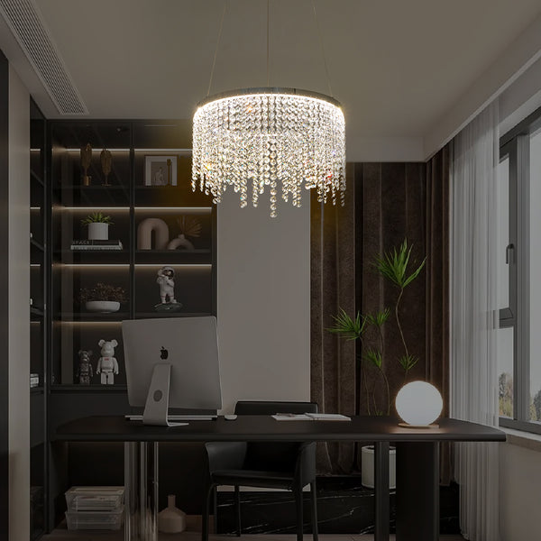 Elegant Modern Raindrop Oval K9 Crystal Adjustable Light Chandeliers