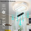 Modern 20" Flush Mount Bladeless Ceiling Fan with Dimmable Lights and Remote Control