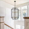 8-Light Lantern Tiered Wrought Iron Finish Farmhouse Pendant Light