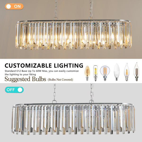 Luxury 8 Light Modern Crystal Oval Chandelier