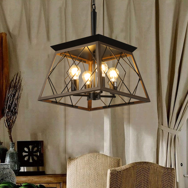 Farmhouse Rustic Antique Geometric Industrial Hanging Light Fixture