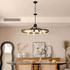 Modern Round Farmhouse Black Wagon Wheel Vintage Pendant Lights