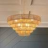 Hand-Woven Rattan Round Transitional Minimalist Boho Large Chandeliers