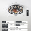 Retro Small Caged 20”Ceiling Fan with Light Flush Mount Remote Control Low-Profile