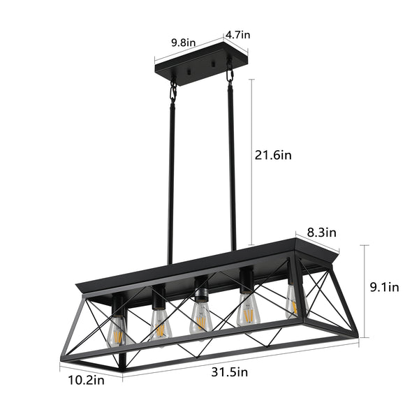 Rectangular Farmhouse Linear Island Pendent Lights