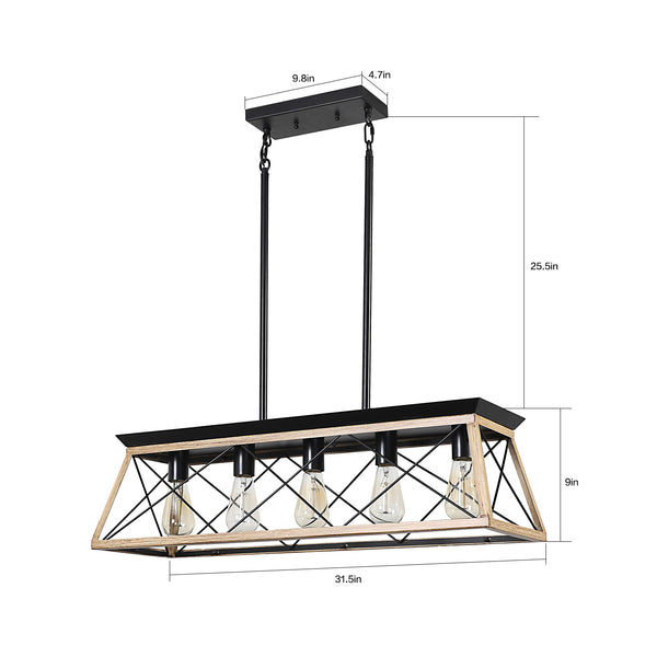 Rectangular Farmhouse Linear Island Pendent Lights