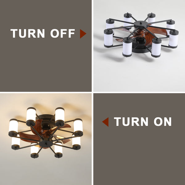 Modern Black Indoor LED Low Profile 22” Ceiling Fan with Light Farmhouse Flush Mount Remote