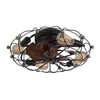 20" Low Profile Cage Wood Grain Industrial Metal Enclosed Black Ceiling Fan with Light Kit and Remote