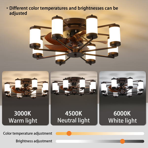 Modern Black Indoor LED Low Profile 22” Ceiling Fan with Light Farmhouse Flush Mount Remote